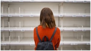 Woman empty supermarket