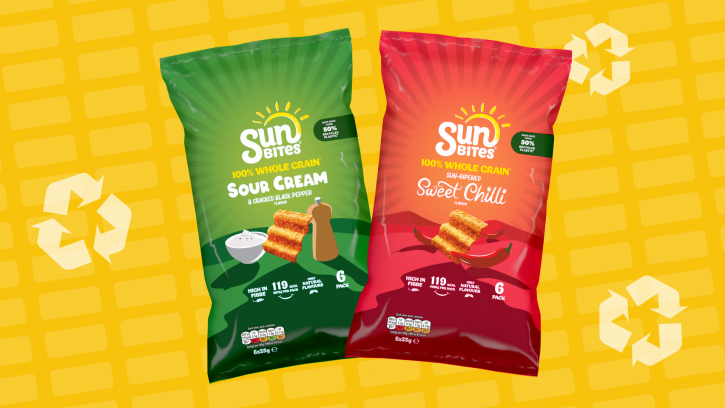 Sunbites packaging will now contain 50% recycled material